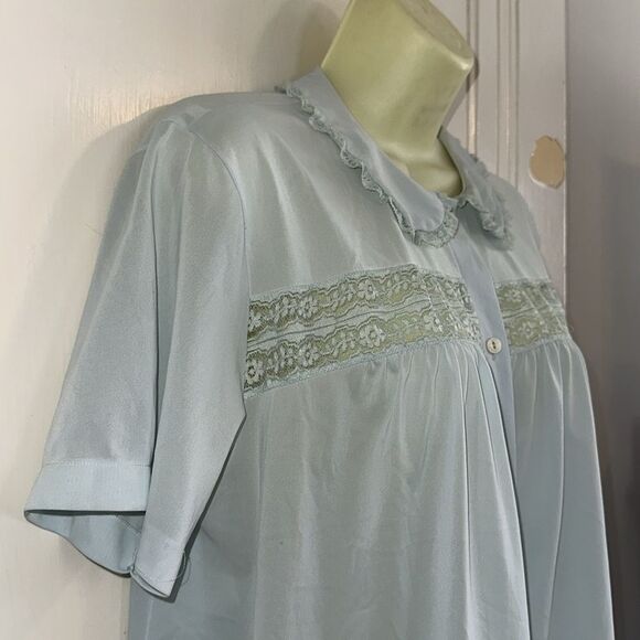 Vintage 50s/60s Artemis light blue short sleeve button front pajama top - Picture 5 of 8